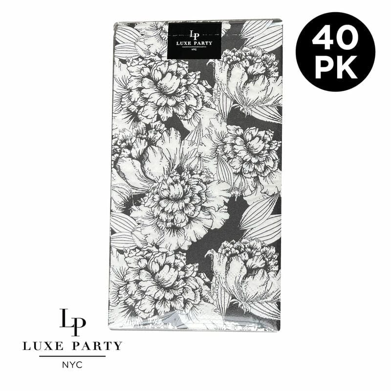 Premium Disposable Paper Buffet Napkins 40-Pack - Black & White for Parties, Weddings, and Catering Events