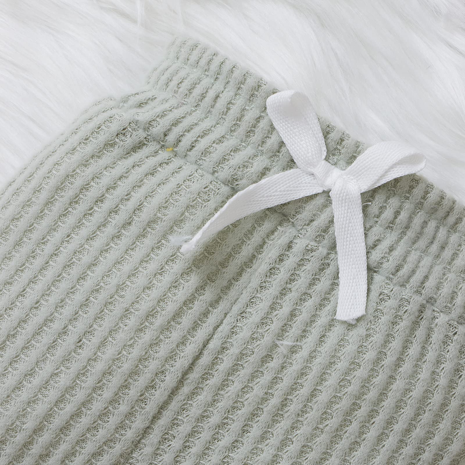 Fall Winter Newborn Baby Clothes Set - Unisex Infant Waffle Knit Outfit with Long Sleeve Top & Pants - Cozy Outfit for Baby Boys & Girls - Perfect for Family Photos, Daily Wear & Holiday Gifts