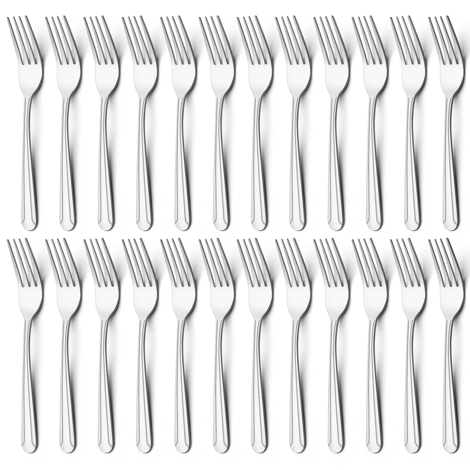 BEWOS 24-Piece Stainless Steel Dinner Forks Set - 8.2 Inch Mirror Polished Silverware for Home, Kitchen & Restaurant Use - Dishwasher Safe Flatware for Everyday Dining, Parties & Catering Events
