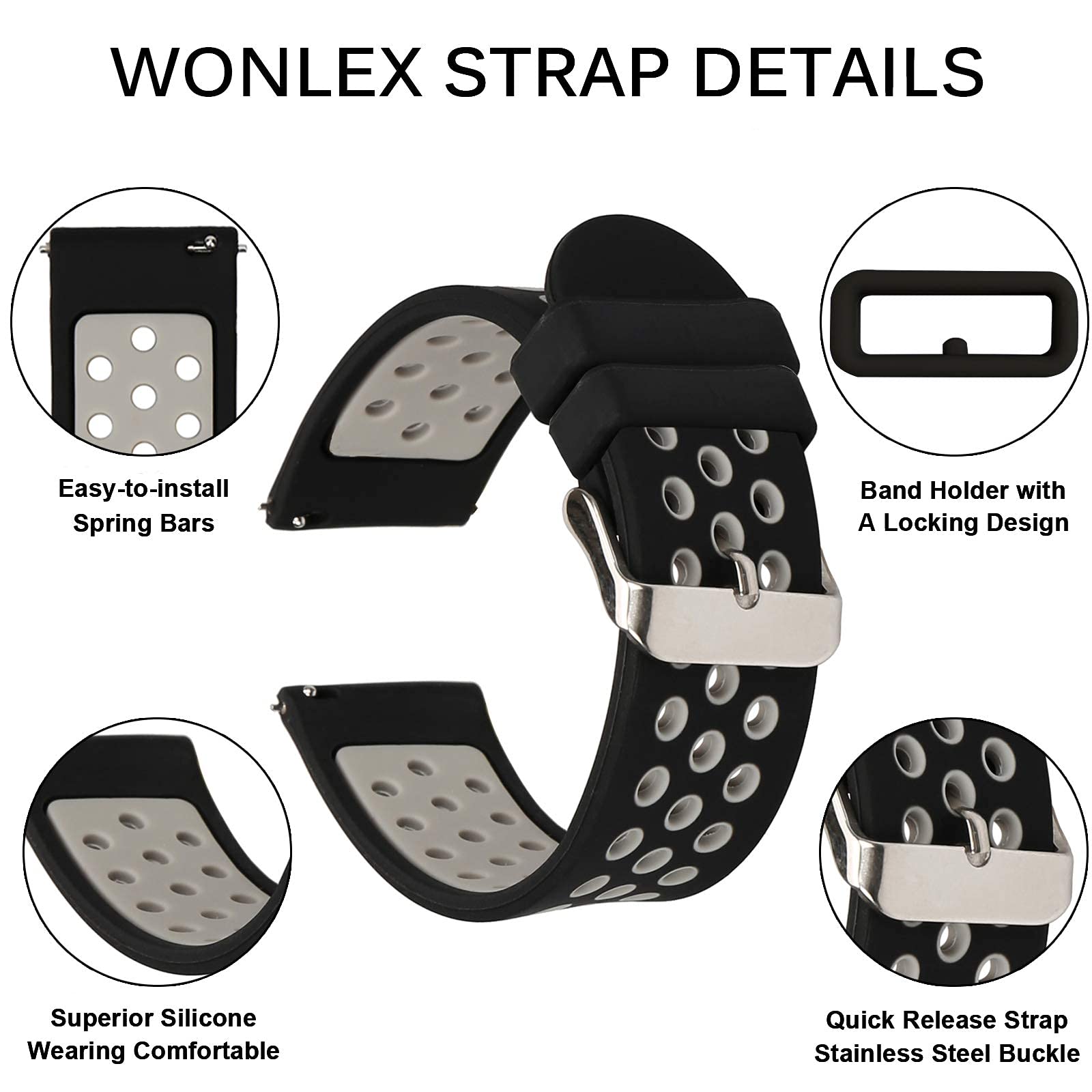 Universal 18mm 20mm 22mm 24mm Quick Release Silicone Watch Band Replacement - Durable Rubber Strap for Men & Women - Perfect for Sports, Fitness & Everyday Wear