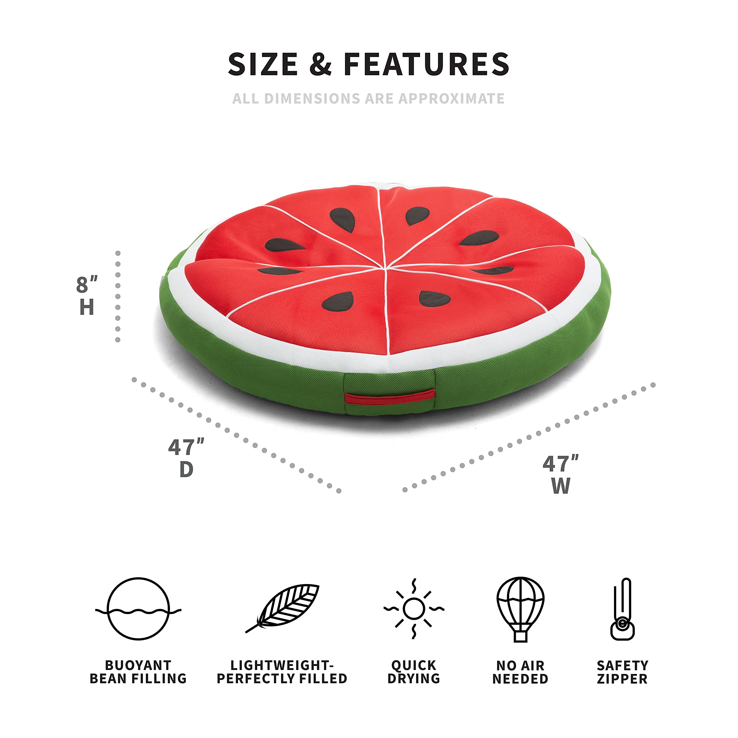 Big Joe Fruit Pool Floats - No Inflation Needed, Quick-Draining Fabric, Round Pool Loungers & Noodles - Perfect for Summer Pool Parties, Beach Relaxation & Backyard Fun
