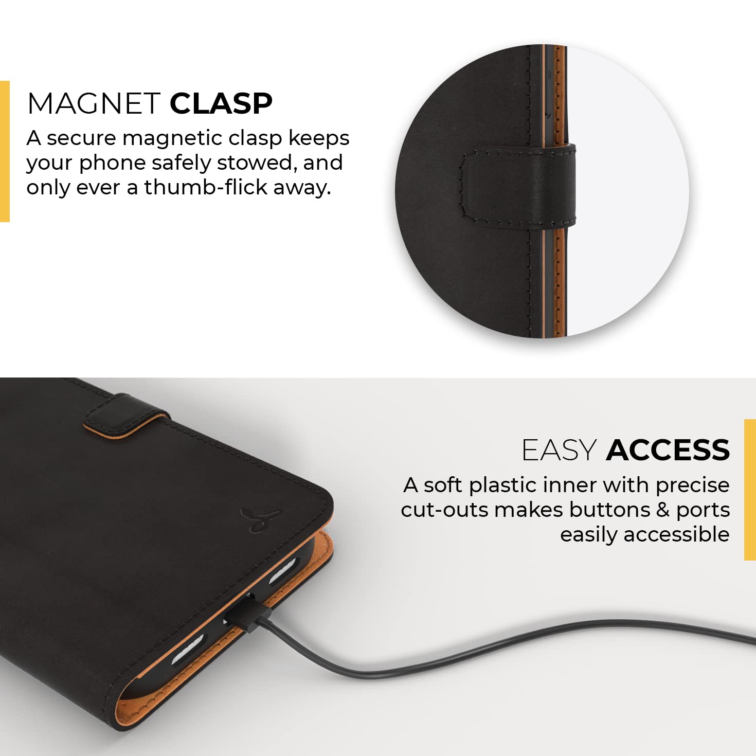 Premium Genuine Leather iPhone 13 Pro Max Wallet Case with Card Holder & Stand - Flip Folio Cover for iPhone 13 Pro Max (Black) | Perfect for Business Travel, Daily Commute & Hands-Free Viewing
