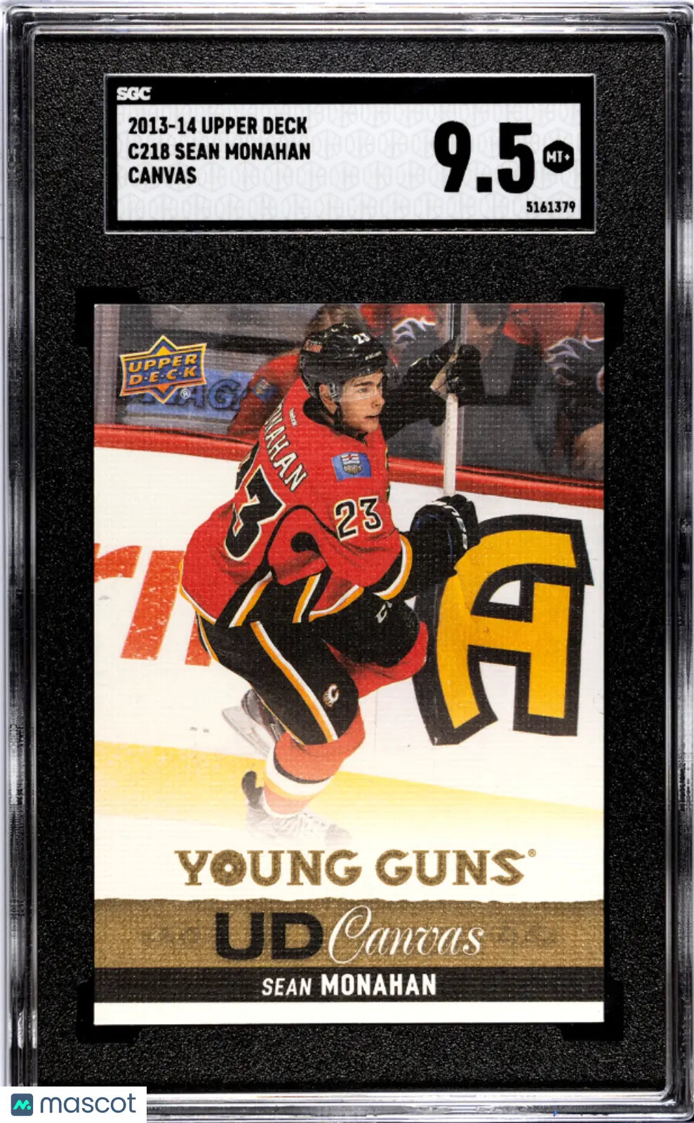 2013 Upper Deck Series Two Sean Monahan Young Guns Rookie Card UD Canvas SGC 9.5 Mint - Perfect for Hockey Card Collectors and Sports Memorabilia Enthusiasts
