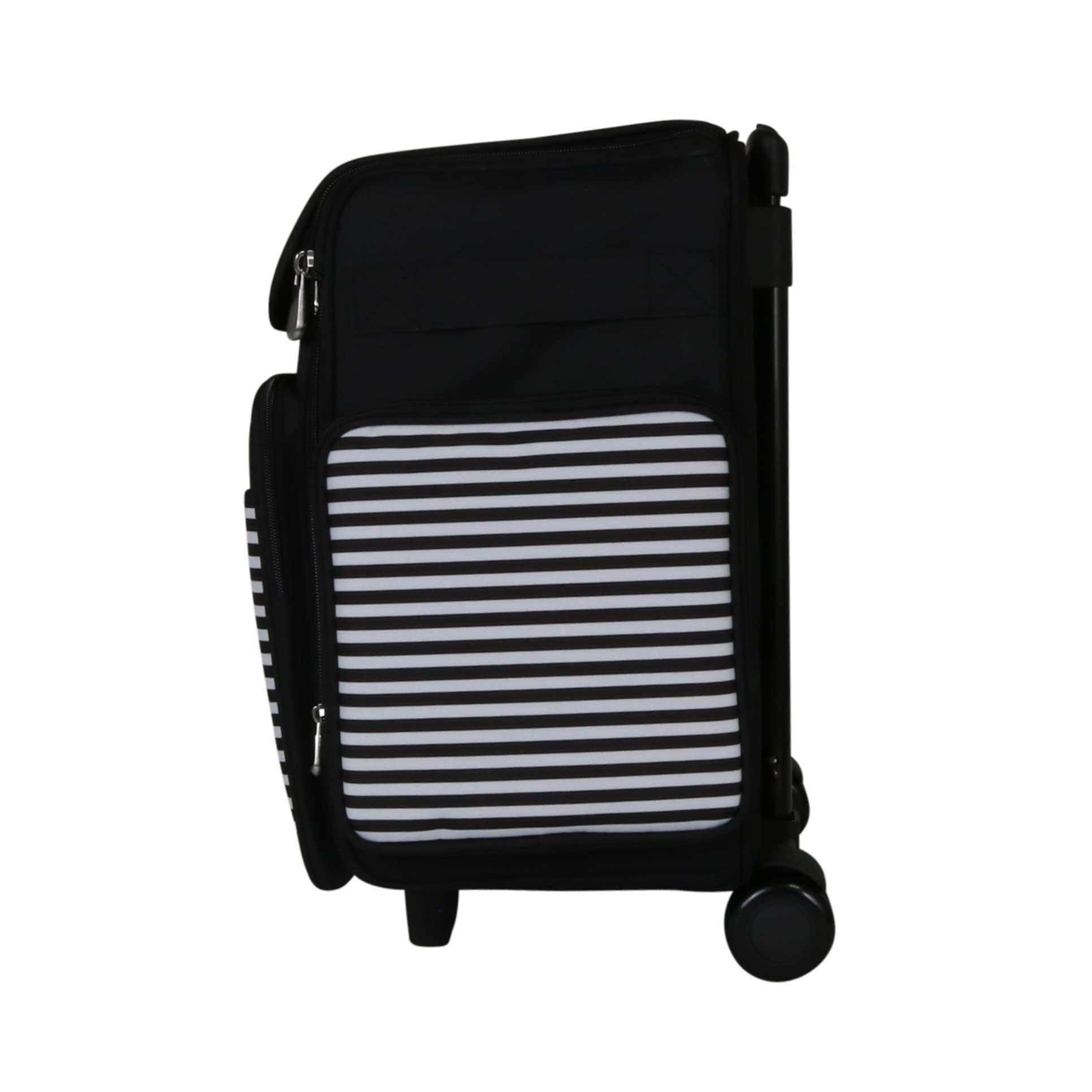 Everything Mary Rolling Craft Bag - Black & White Striped Scrapbooking & Art Storage Tote with Wheels - Organizer Case for IRIS Boxes, Craft Supplies & Accessories - Perfect for Teachers, Medical Professionals & Craft Enthusiasts - Portable Art Station for Classrooms, Hospitals & Creative Workspaces