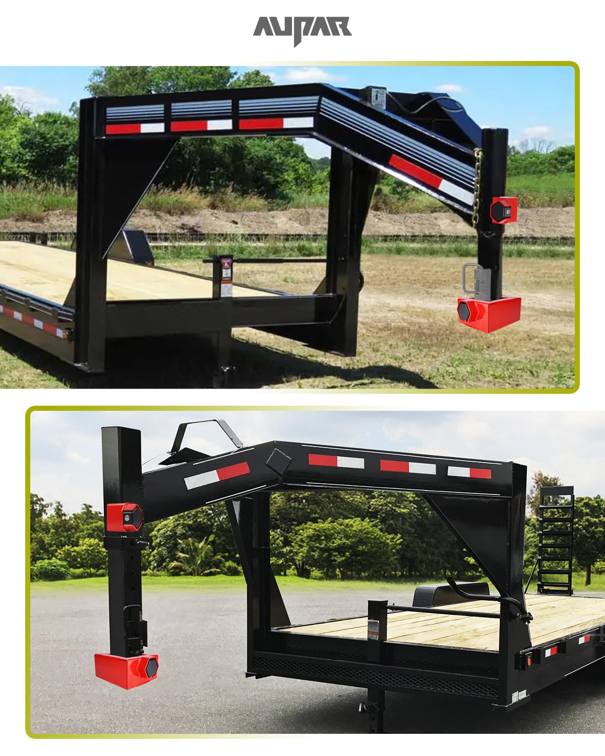 Gooseneck Trailer Lock Kit with Key - Universal Fit for 7-Inch Bottom Plate Couplers - Patented Anti-Theft Design (Red) - Secure Your RV, Boat & Utility Trailers
