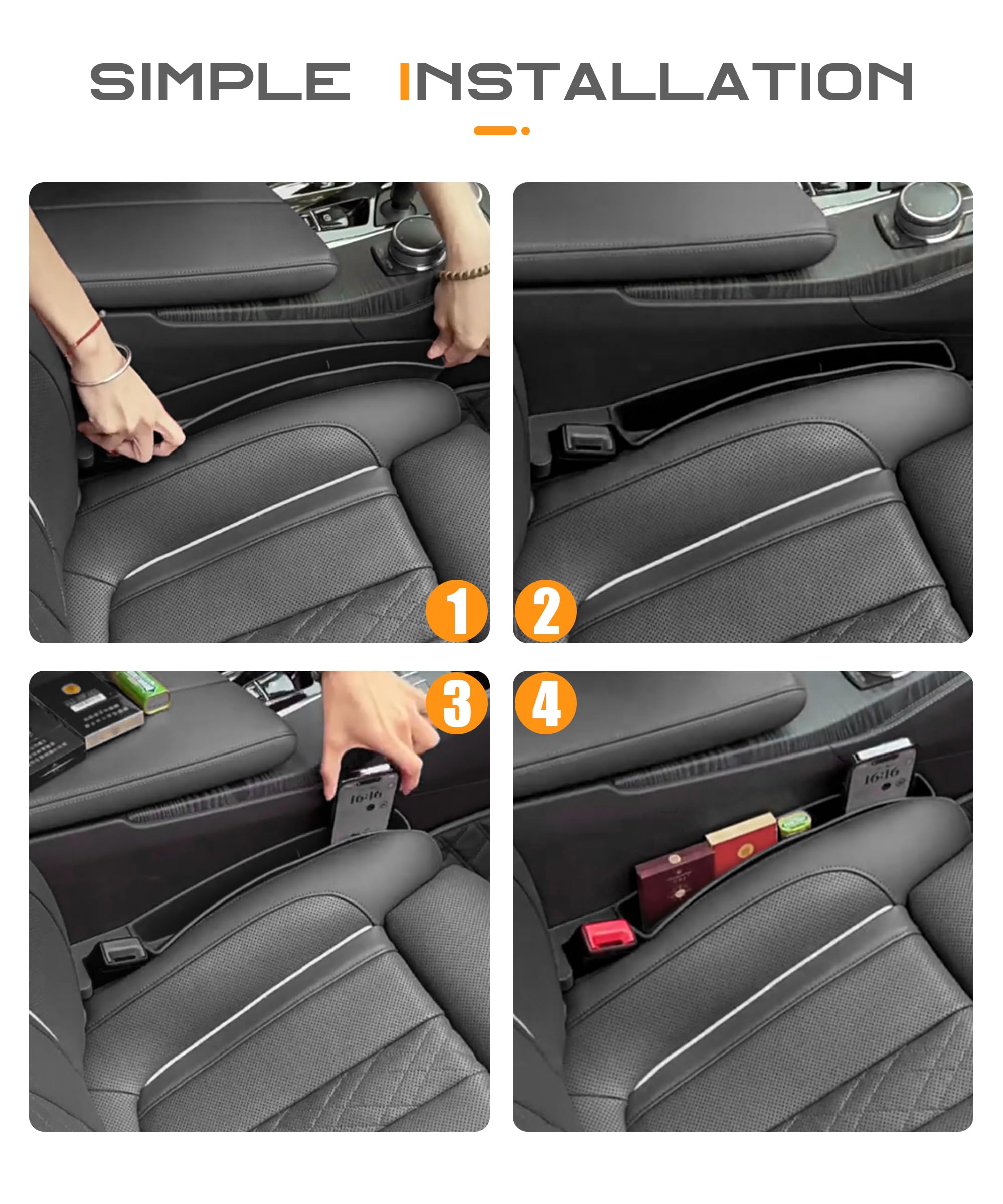 2PCS Car Seat Gap Filler Organizer - Premium Interior Car Accessories for Holding Phone, Wallet & Small Items - Universal Fit for Trucks, Cars & SUVs - Prevent Drops & Keep Your Vehicle Neat