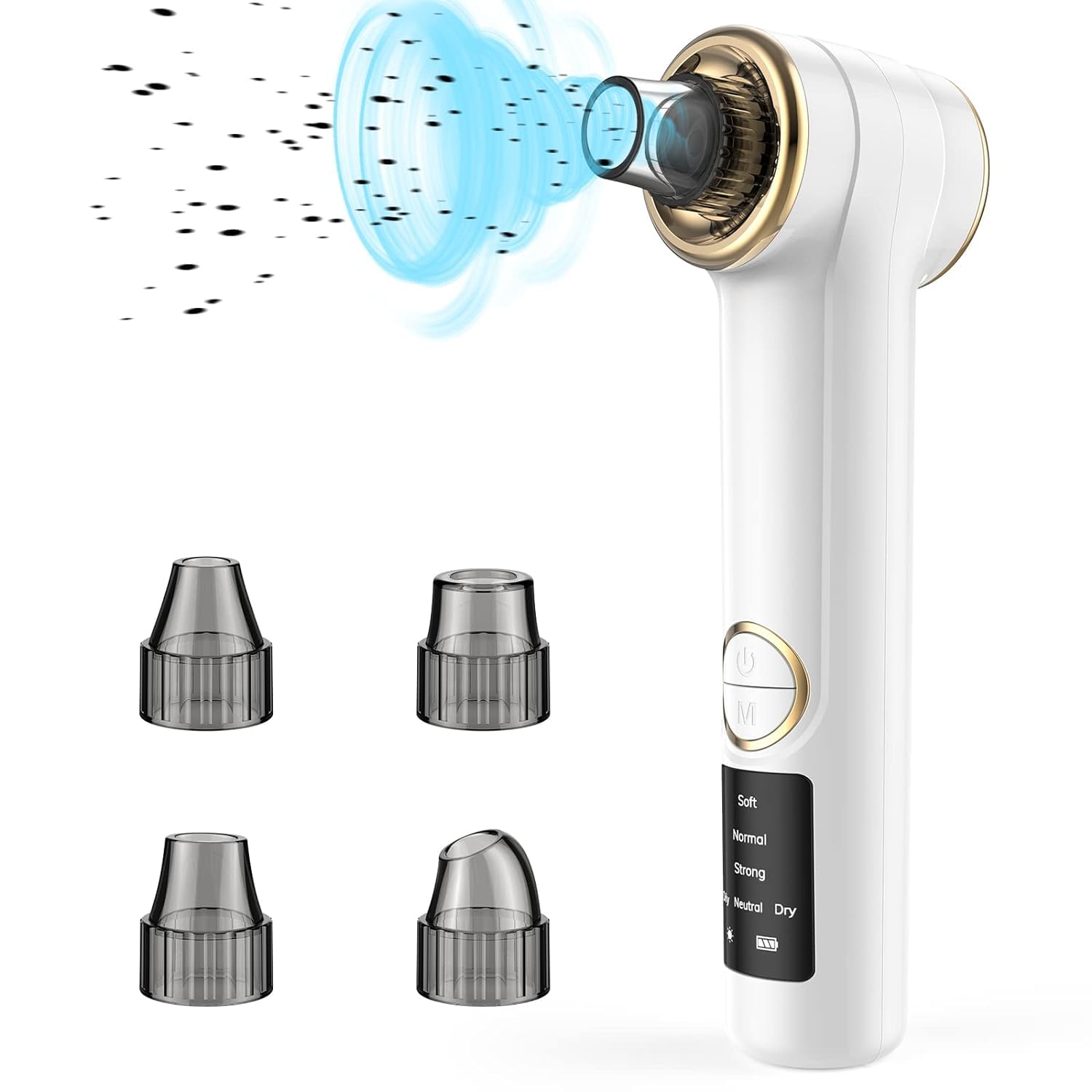 **SBM MART Blackhead Remover Pore Vacuum - Facial Pore Cleaner with Hot Compress, 3 Modes & 5 Probes for Deep Cleansing - Blackhead Suction Tool for Women & Men (White) - Perfect for Daily Skincare & Acne Treatment**