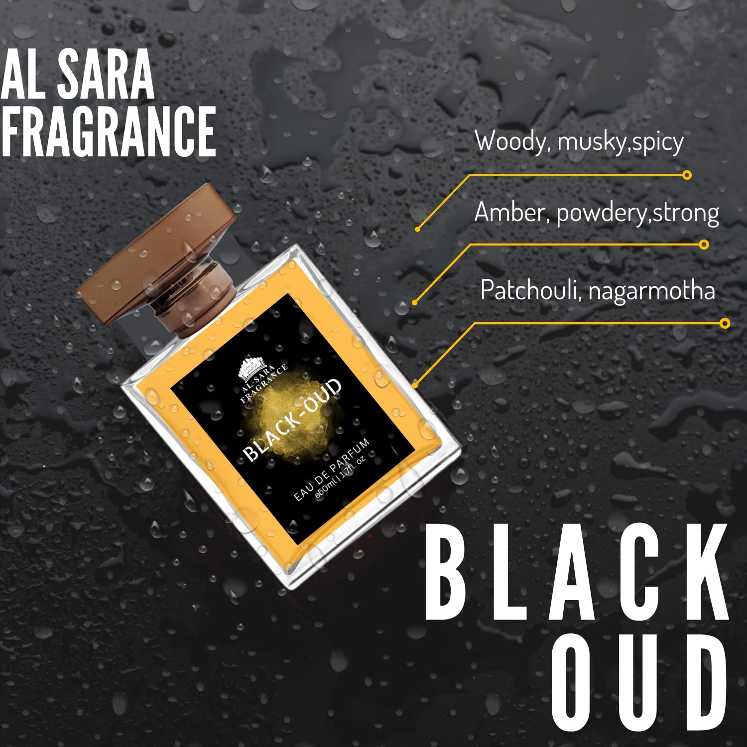 Premium Black Oud Perfume Spray for Women & Men - Long Lasting Eau De Parfum with Rich Oriental Scent - 50ml Luxury Fragrance for Date Night, Special Occasions & Daily Wear