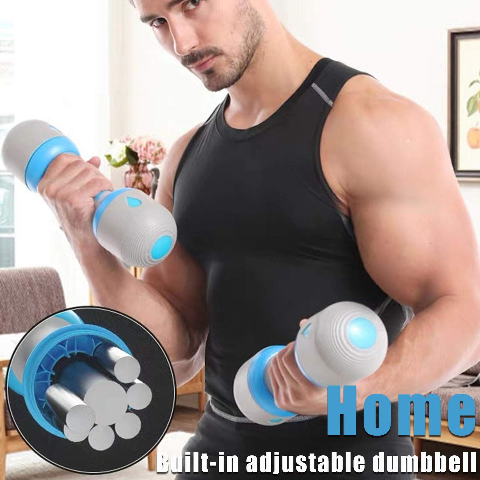 Adjustable Dumbbell Set 5-in-1 with Non-Slip Neoprene Grip - Home Gym Equipment for Full Body Workout, Strength Training & Office Fitness - Includes Weight Plates for Versatile Exercise Routines