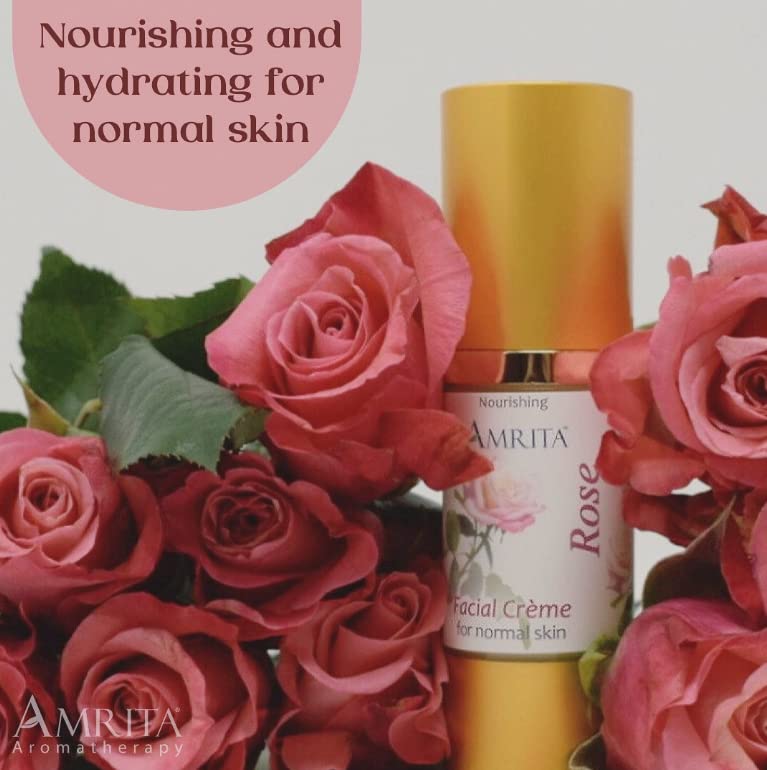 Premium Rose Facial Cream with Therapeutic Rose & Roman Chamomile Essential Oils - 30ml - Hydrating & Soothing for Dry & Sensitive Skin - Perfect for Nighttime Skincare Routine