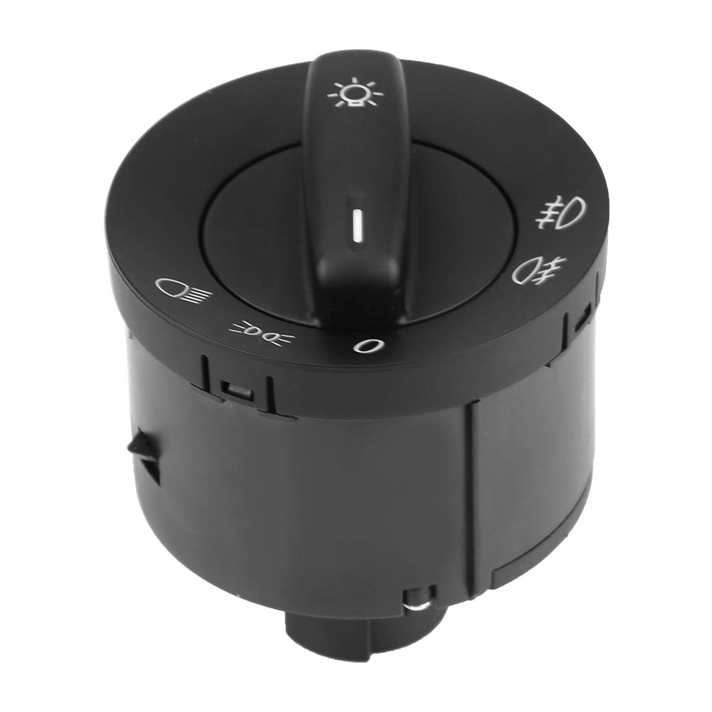 Keenso Black Car Headlight Control Switch with Fog Light - Compatible with MK5, MK6, B6, Rabbit, Sirocco (1T0941431C) - Perfect for Night Driving & Foggy Conditions