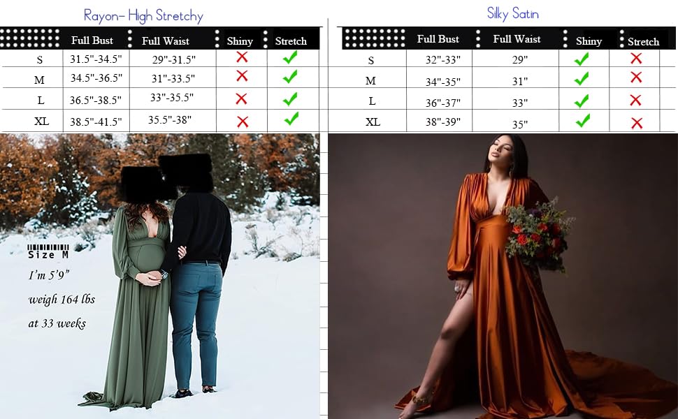 Elegant Long Sleeve Maternity Maxi Dress with Side Splits - Perfect for Baby Shower, Maternity Photo Shoot & Pregnancy Photography Sessions - Comfortable & Stylish Pregnancy Gown for Special Occasions