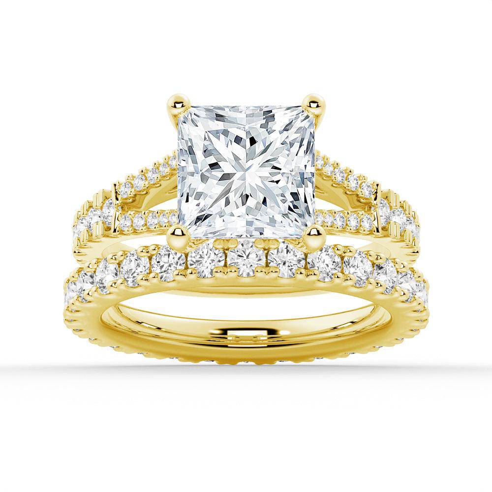 Princess Cut Split Shank Moissanite Wedding Ring Set for Couples - Matching His & Hers Engagement Bands - Perfect for Proposals, Anniversaries & Romantic Occasions
