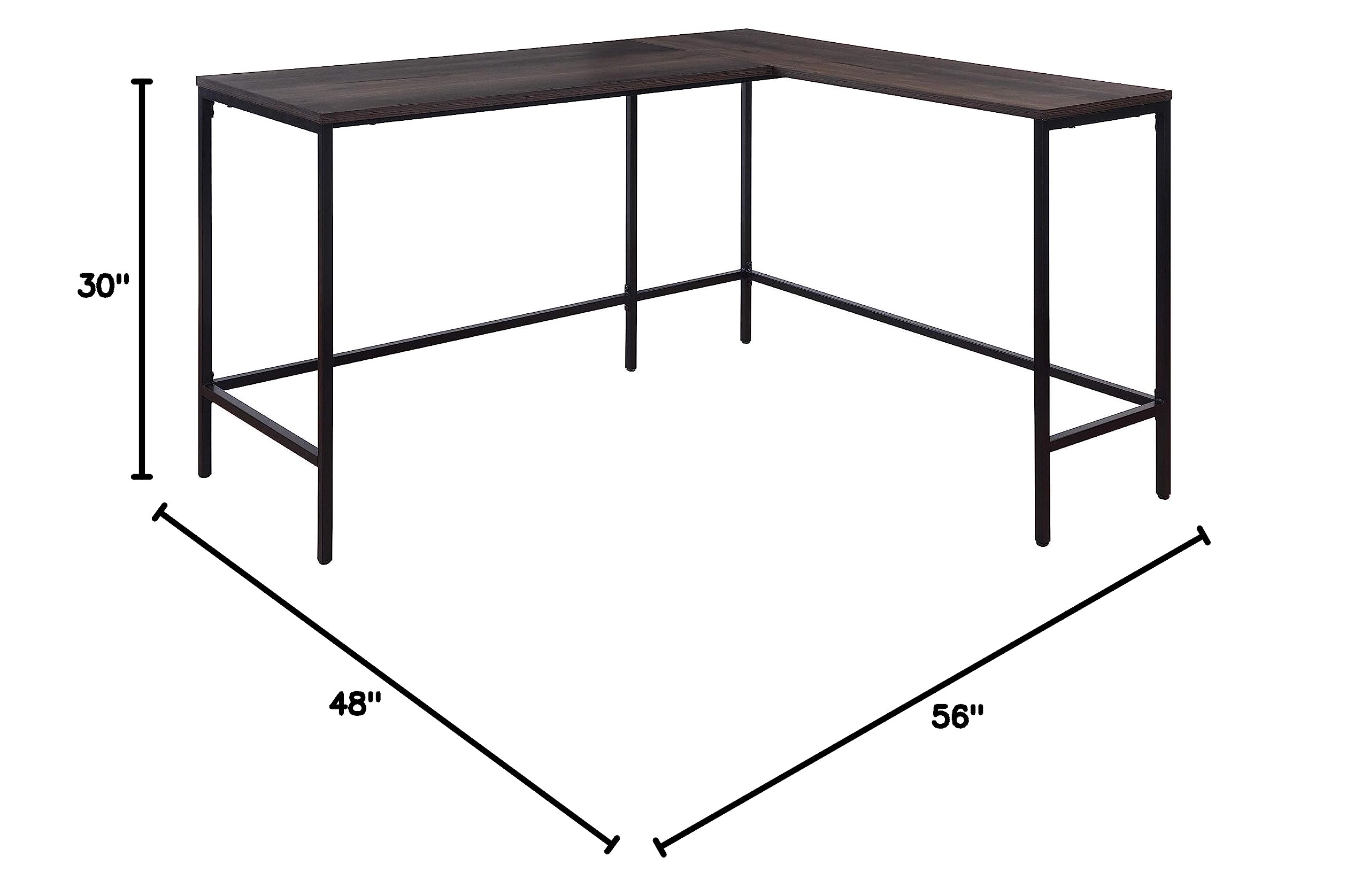 OSP Home Furnishings Modern L-Shaped Computer Desk in Ozark Ash Finish - Perfect for Home Office, Gaming Setup & Small Space Workstations