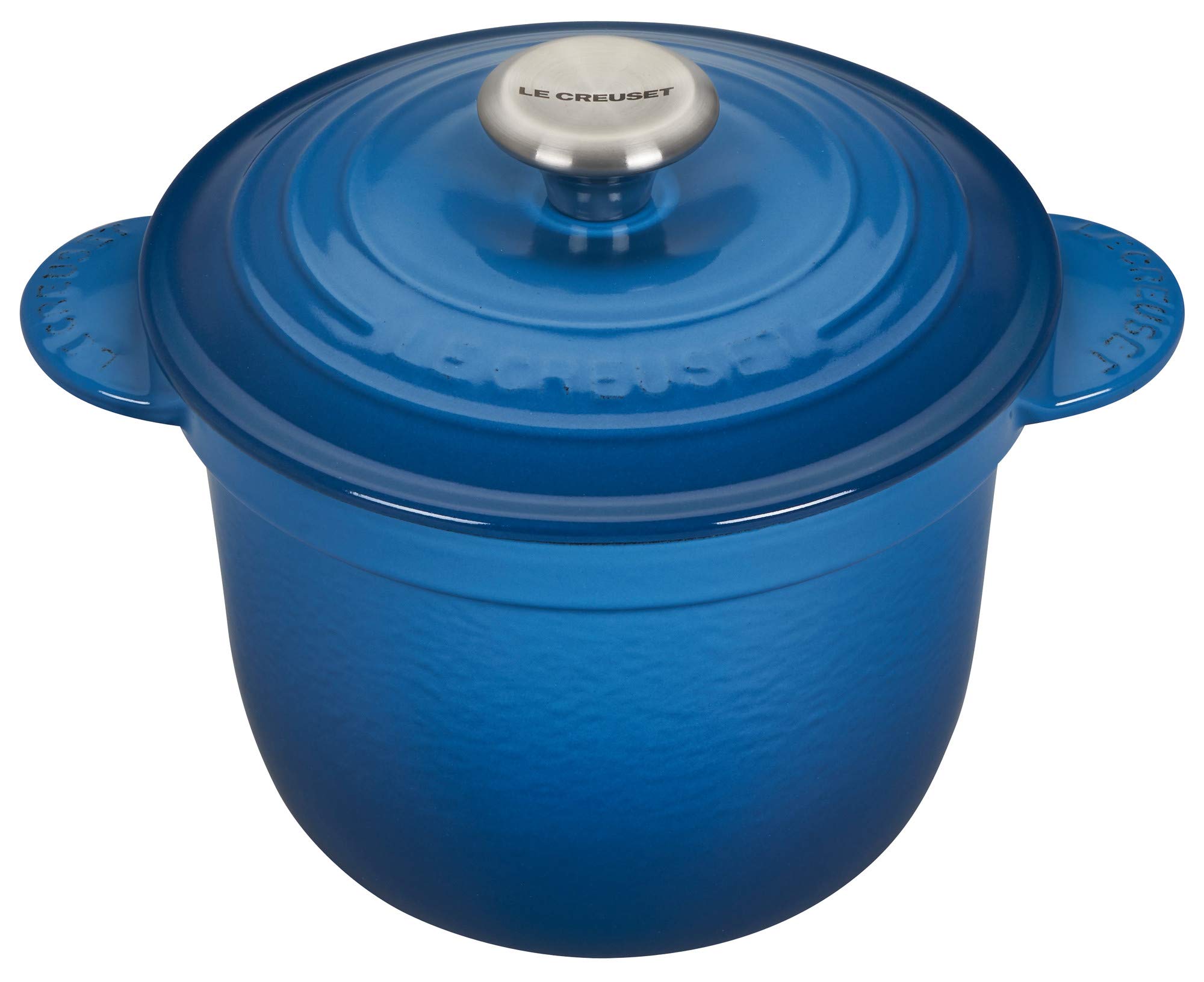 Le Creuset Enameled Cast Iron Rice Cooker with Lid & Stoneware Insert, 2.25 Quart, Marseille Blue - Perfect for Stovetop Cooking, Serving & Kitchen Decor