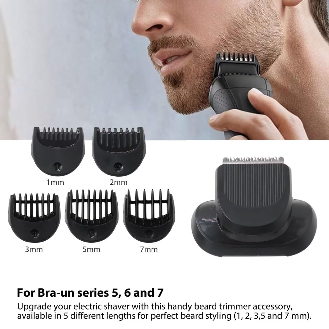 Braun Series 6 Replacement Shaver Trimmer Head with 1-7mm Adjustable Combs (6020s/6040cs/6072cc/6075cc/6090cc) - Perfect for Travel & Daily Grooming