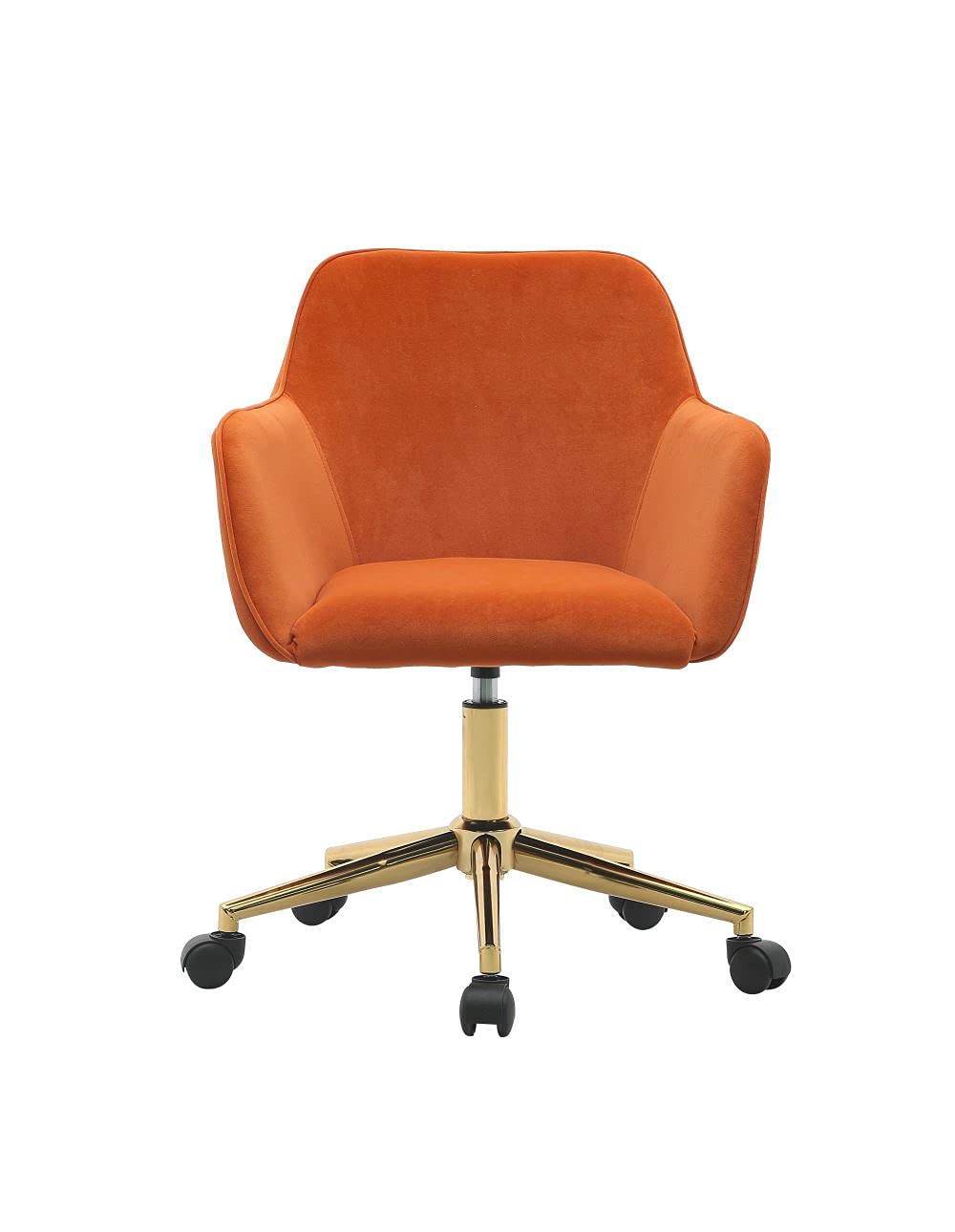 Velvet Home Office Chair - Adjustable Height Modern Swivel Desk Chair with Wheels, Ergonomic Computer Chair with 5-Wheel Base & Arms for Study, Bedroom, Home Office - Perfect for Working, Gaming & Online Classes (Orange)