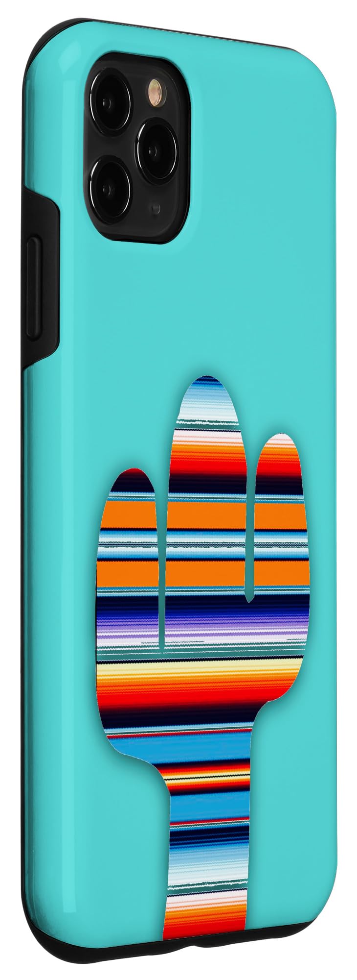 iPhone 11 Pro Max Case - Shockproof Protective Cover with Turquoise & Serape Cactus Design | Perfect for Outdoor Adventures, Travel & Daily Use