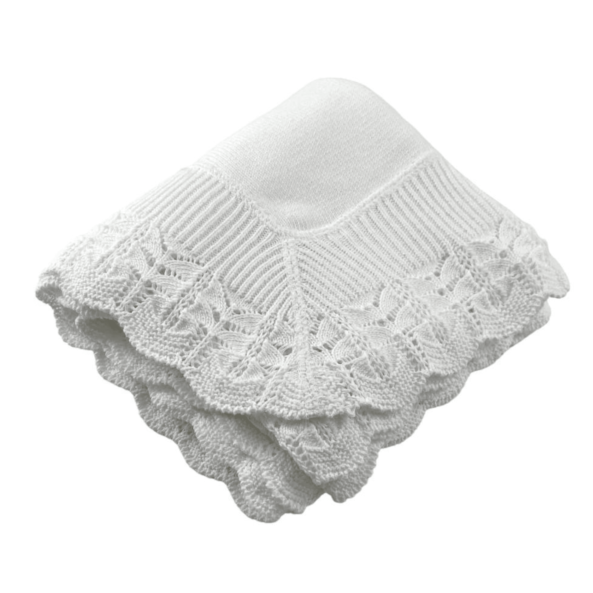 Soft Cotton Jersey Baby Blanket with Knitted Scallop Lace Border - Personalized Monogram Option - Perfect for Nursery, Swaddling & Gift Giving