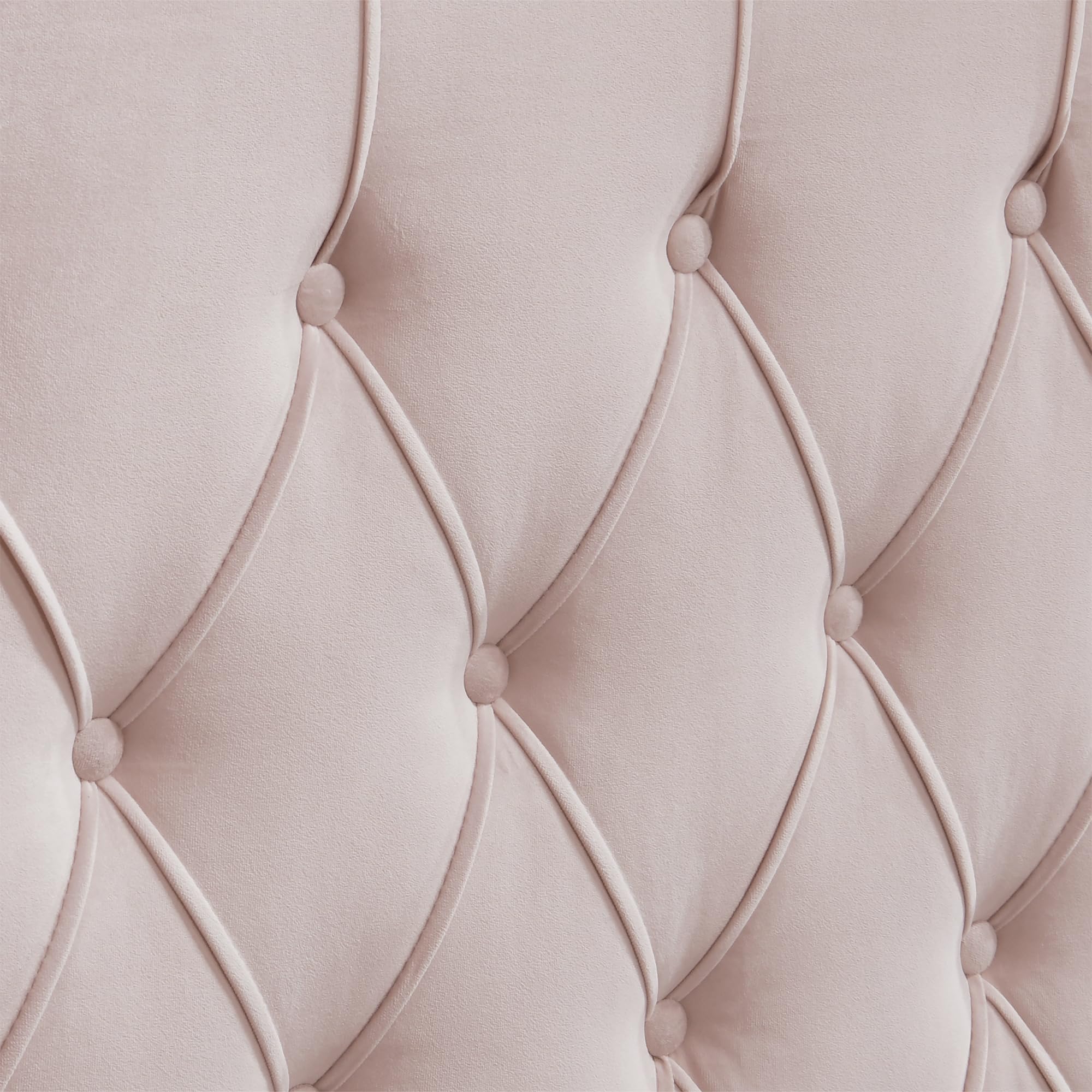 Modern Wingback Upholstered Headboard with Diamond-Tufting - Soft Fabric Queen Size Bed Frame - Blush Pink Bedroom Accent Furniture for Master Bedroom, Guest Room & Nursery Decor