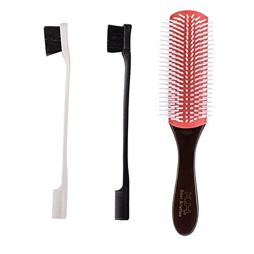 Professional Siah Hair Styling Brush - Double Sided Edge Control Comb for Detangling & Styling - Perfect for Curly, Natural, Braided Hair & Salon Use