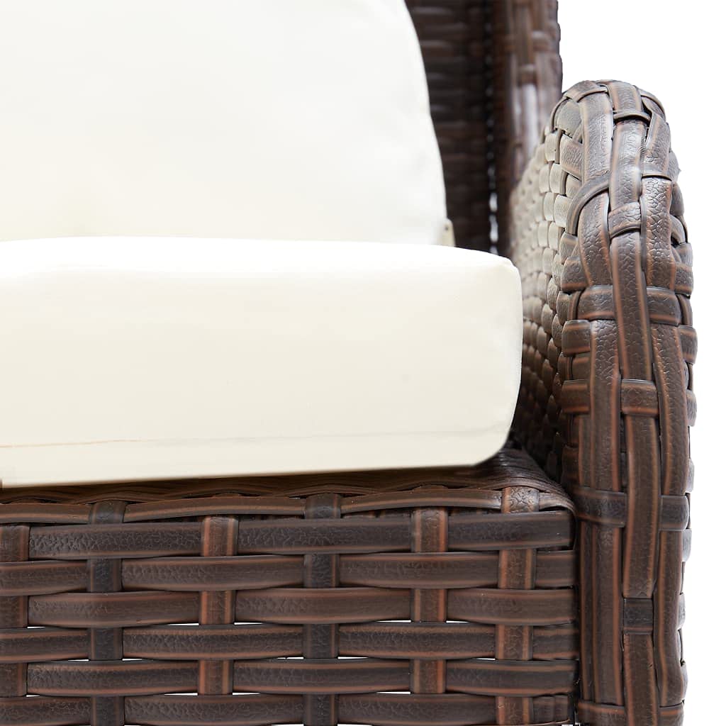 2-Piece All-Weather Brown Poly Rattan Patio Corner Sofa Set - Outdoor Garden Furniture for Backyard, Porch, Poolside & Patio Relaxation