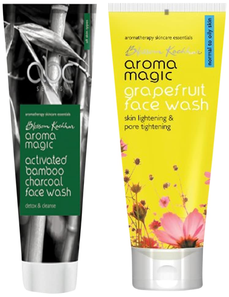 Aroma Magic Charcoal Face Wash & Grapefruit Face Wash - 100ml Each | Deep Cleansing & Brightening for Oily & Dull Skin | Daily Skincare Routine