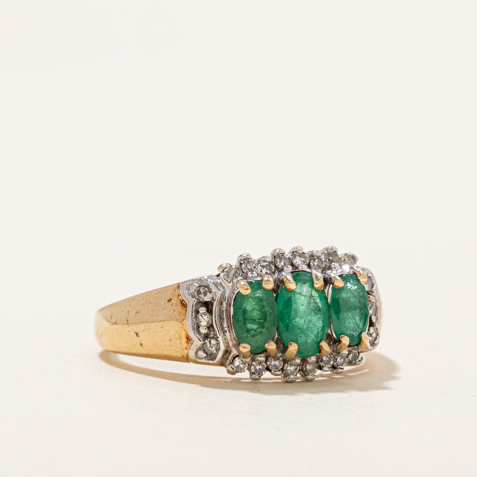Emerald and Diamond Ring - 0.75ctw Total Weight, 0.12ctw Diamond, Size 8 | Elegant Engagement, Wedding, or Anniversary Jewelry Gift for Women
