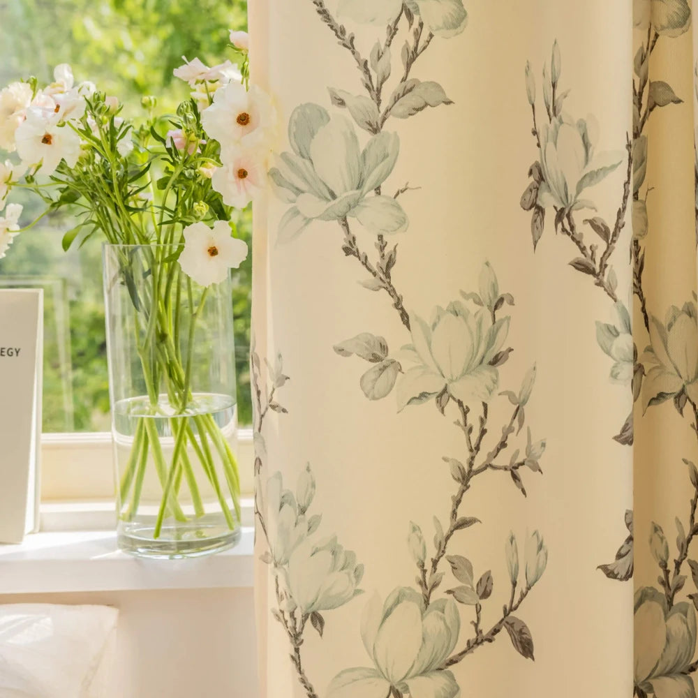 Jessie Vintage Botanical Blackout Curtains for Bedroom - Custom Room Darkening Window Drapes with Floral Print, Perfect for Nursery, Living Room & Home Decor