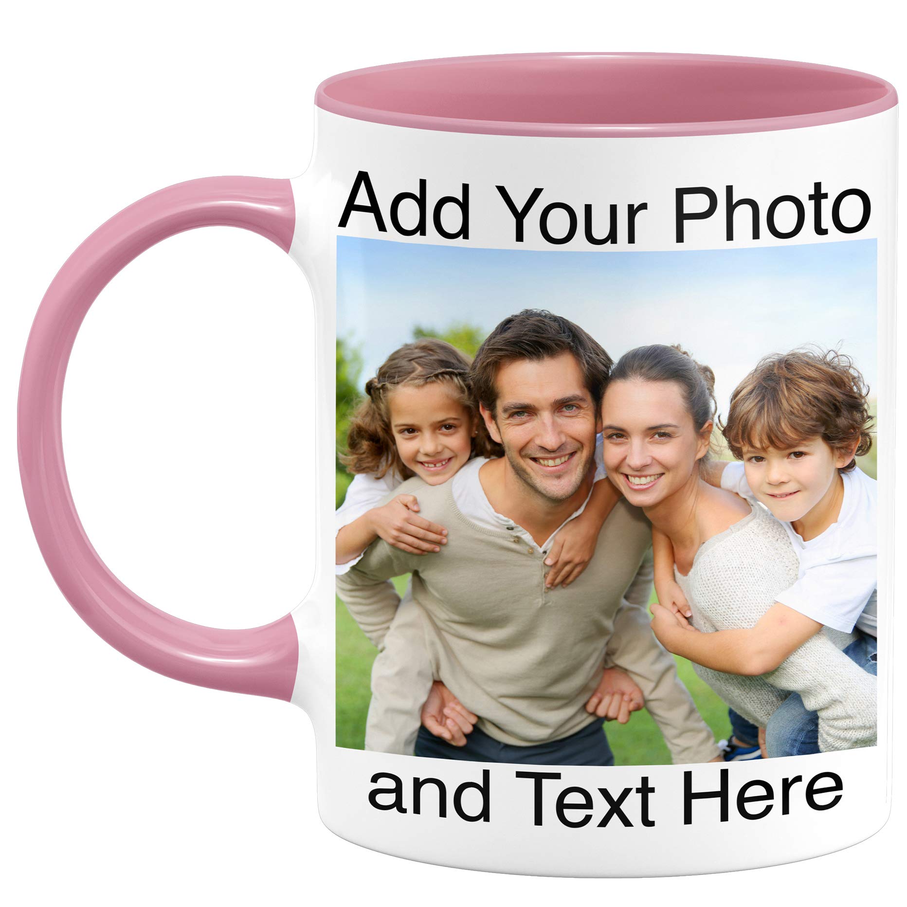 Custom Photo Coffee Mug - Personalized 11oz Ceramic Mug with Photo & Text, Funny & Unique Gift for Birthday, Anniversary, Christmas - Pink Coffee Cup for Office, Home, or Travel