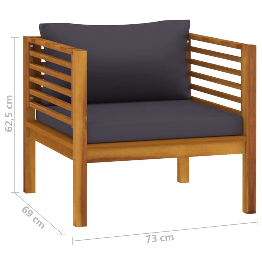 **Dark Gray Cushioned Acacia Wood Patio Chair - All-Weather Outdoor Furniture for Garden, Pool, Backyard, Deck & Poolside - Perfect for Relaxing & Entertaining**