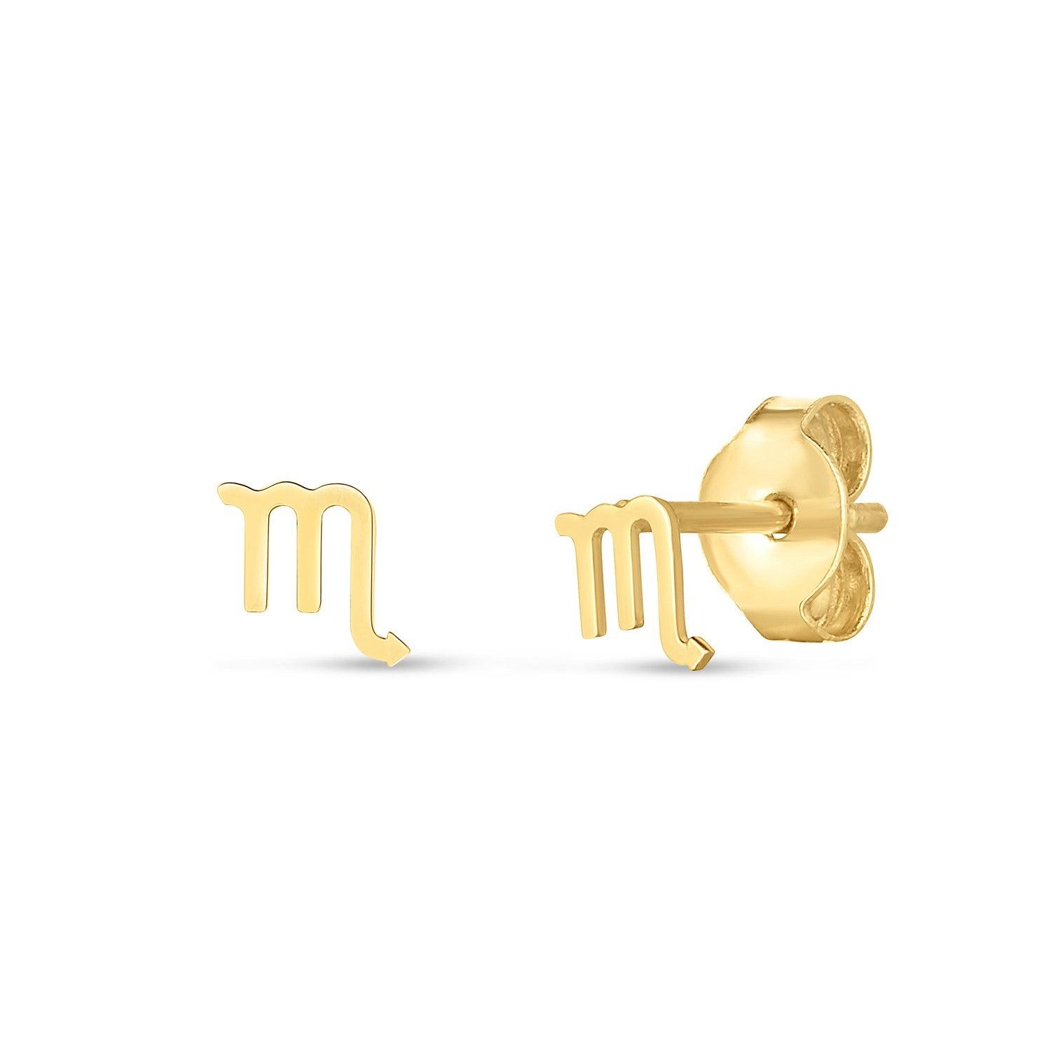 14K Yellow Gold Scorpio Zodiac Sign Stud Earrings for Women - Perfect Gift for Birthdays, Anniversaries & Astrology Lovers