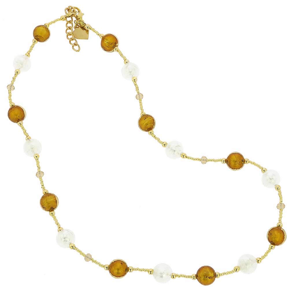 Venetian Murano Glass Beatrice Necklace in Topaz Gold - Handmade Italian Jewelry for Women, Perfect Gift for Birthdays & Anniversaries