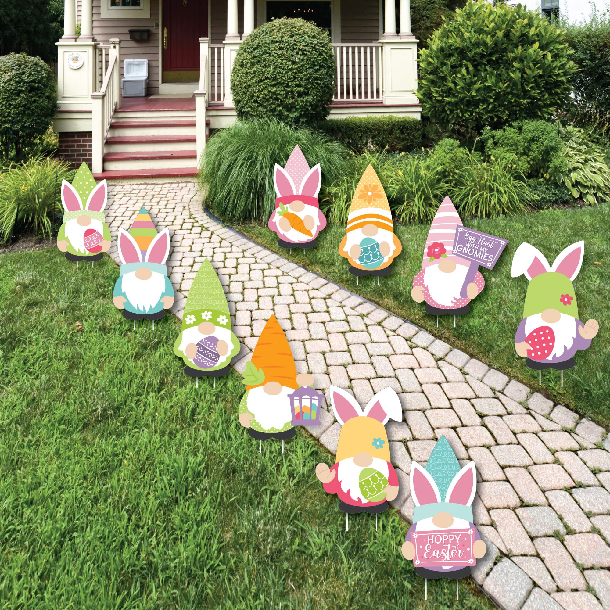 Big Dot of Happiness Easter Gnomes - 10-Piece Outdoor Lawn Decor Set for Spring Bunny Party Yard Decorations | Perfect for Easter Celebrations, Garden Parties & Seasonal Home Decor