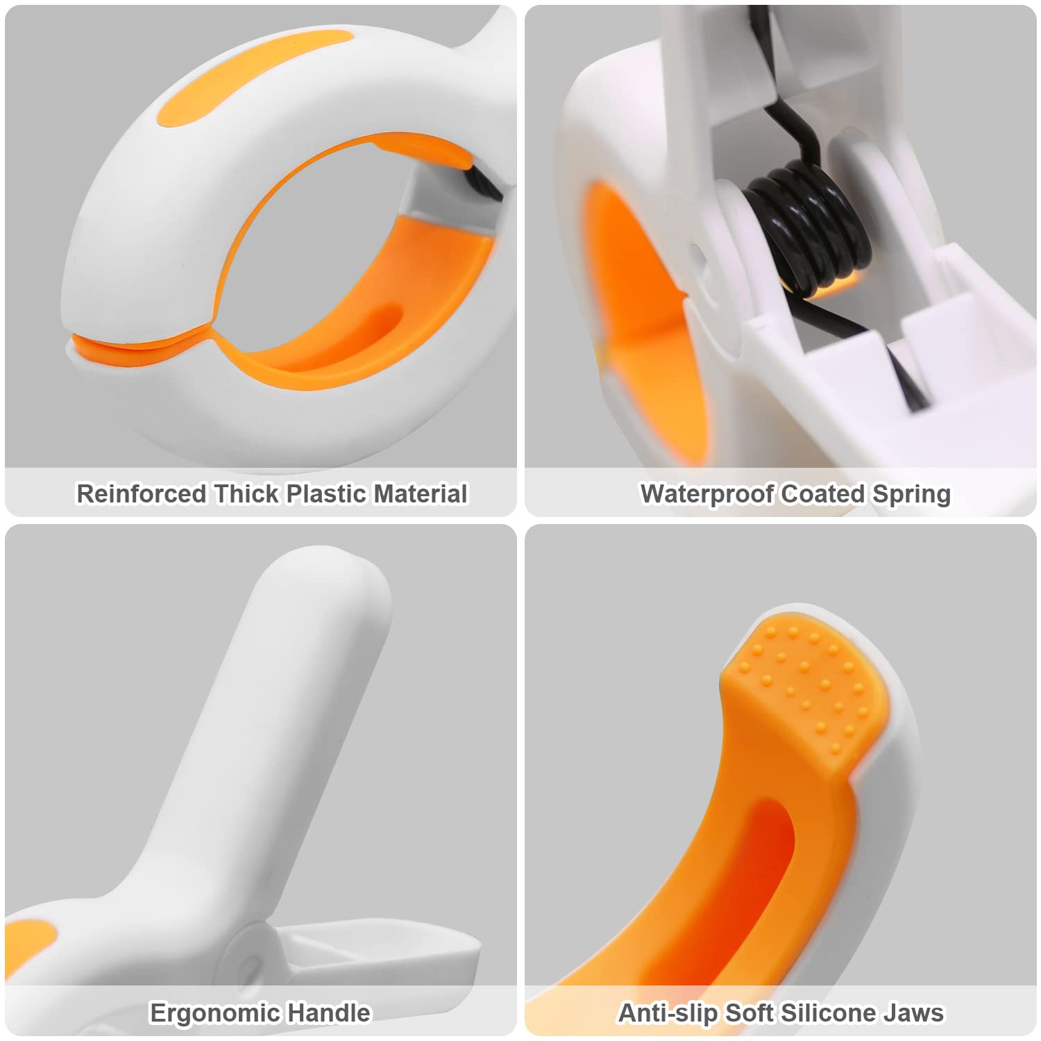 6 Pack Large 5 Inch Windproof Beach Towel Clips - Heavy Duty Plastic Clamps for Pool Chairs, Cruise Chairs & Outdoor Furniture (Orange) | Perfect for Beach Vacations, Poolside Lounging & Travel Accessories