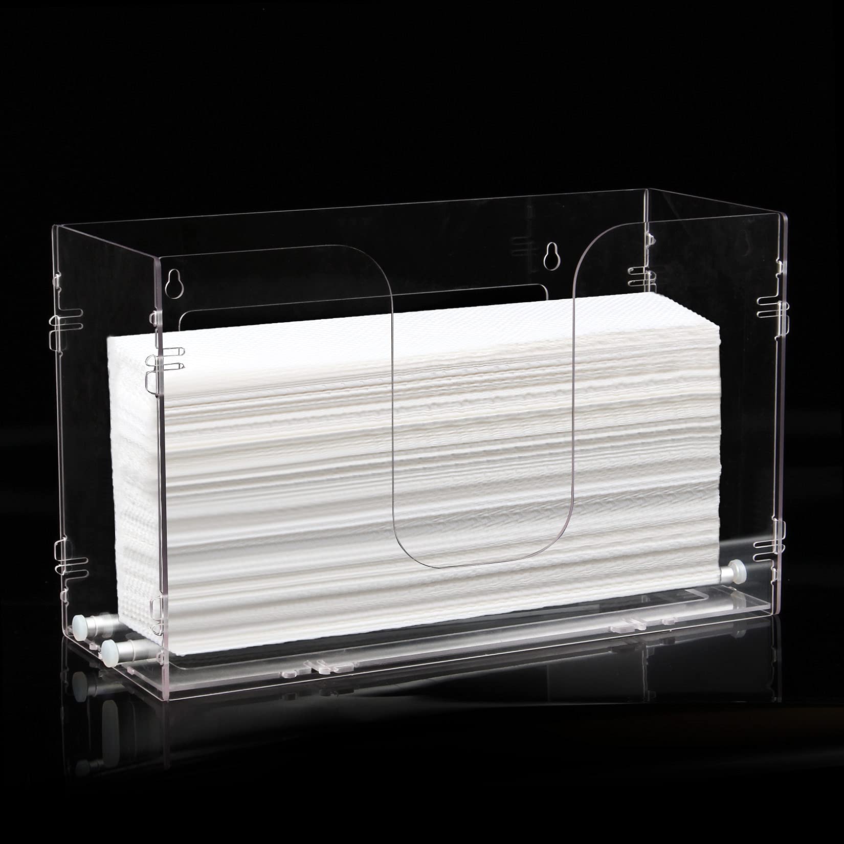 Evron Clear Paper Towel Dispenser - Countertop & Wall Mount, One-Hand Pull for C-Fold, Z-Fold, Trifold & Multifold Towels - Easy Snap-On Assembly - Perfect for Kitchens, Restaurants & Office Break Rooms
