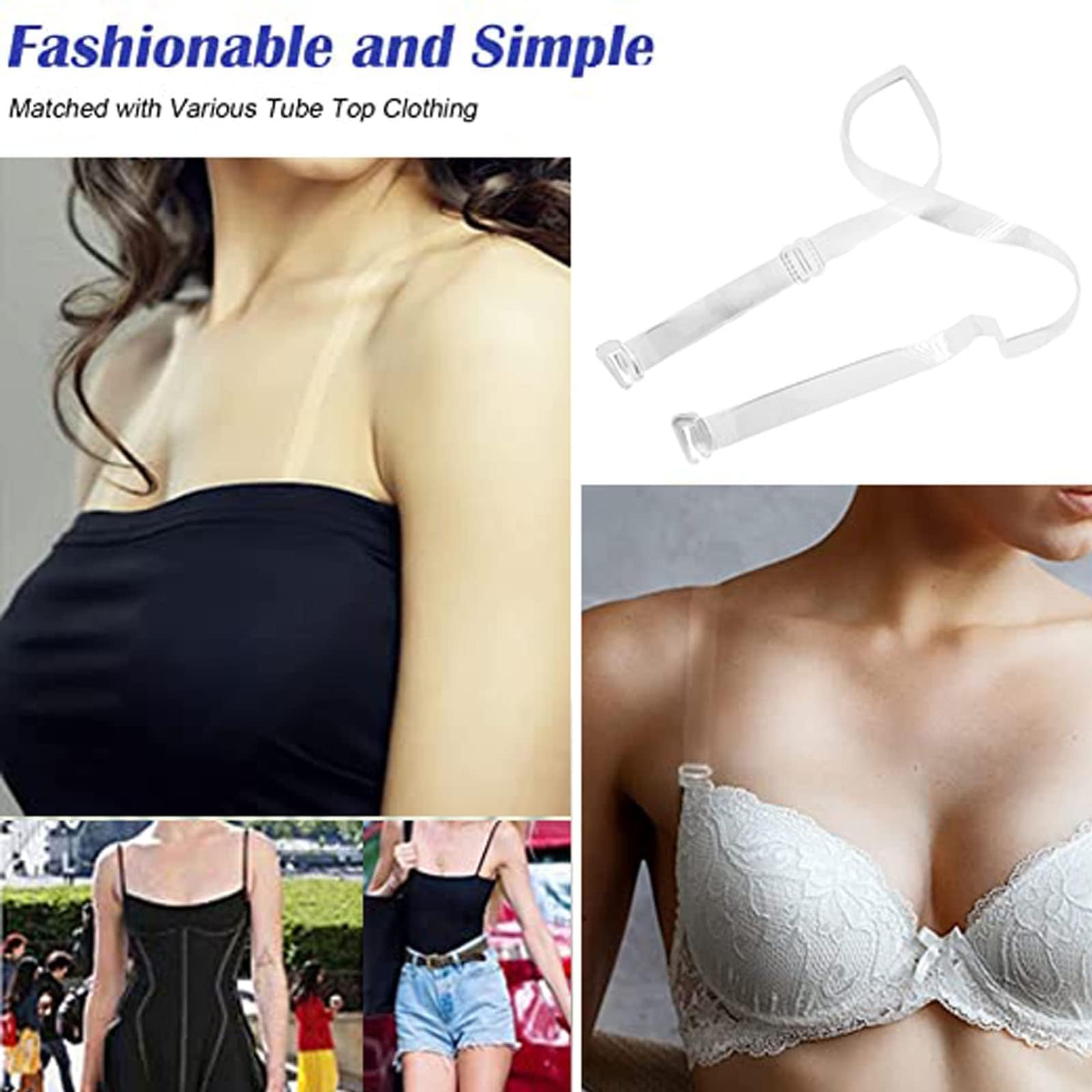 8 Pairs Clear Bra Straps for Women - Invisible, Non-Slip & Adjustable Transparent Bra Straps for Strapless Bras | Perfect for Formal Dresses, Wedding Gowns & Everyday Wear