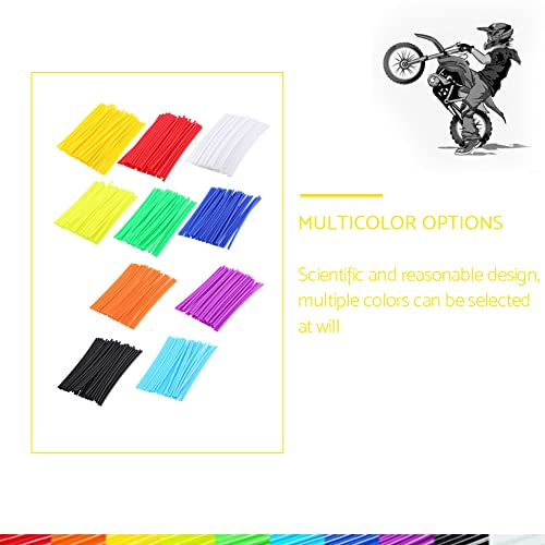 72Pcs Spoke Skins - Motocross Wheel Covers for Dirt Bikes & ATVs - High Visibility Reflective Wheel Reflectors in 10 Colors (Yellow) - Perfect for Night Riding and Off-Road Safety