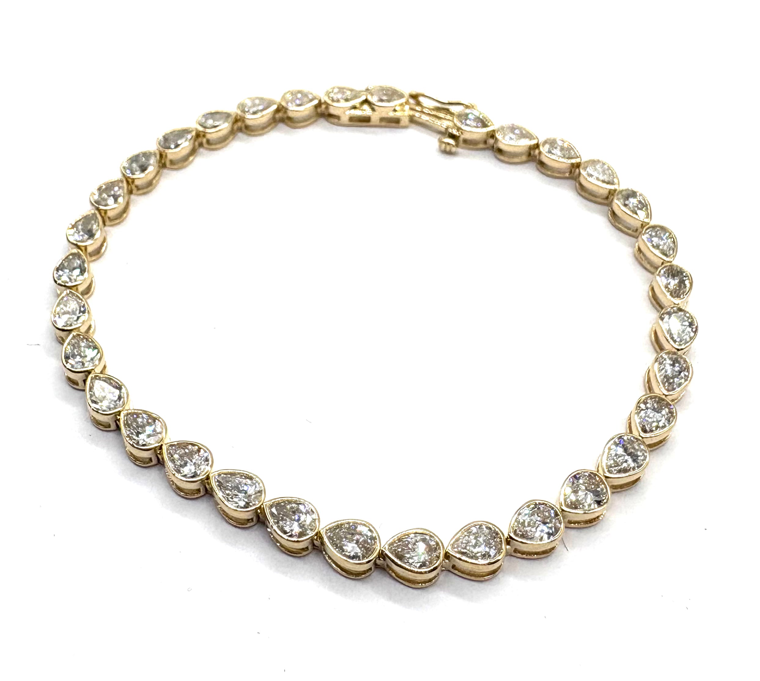 14K Gold Lab-Created Pear Bezel Tennis Bracelet for Women - Elegant Jewelry Gift for Wedding, Anniversary & Special Occasions