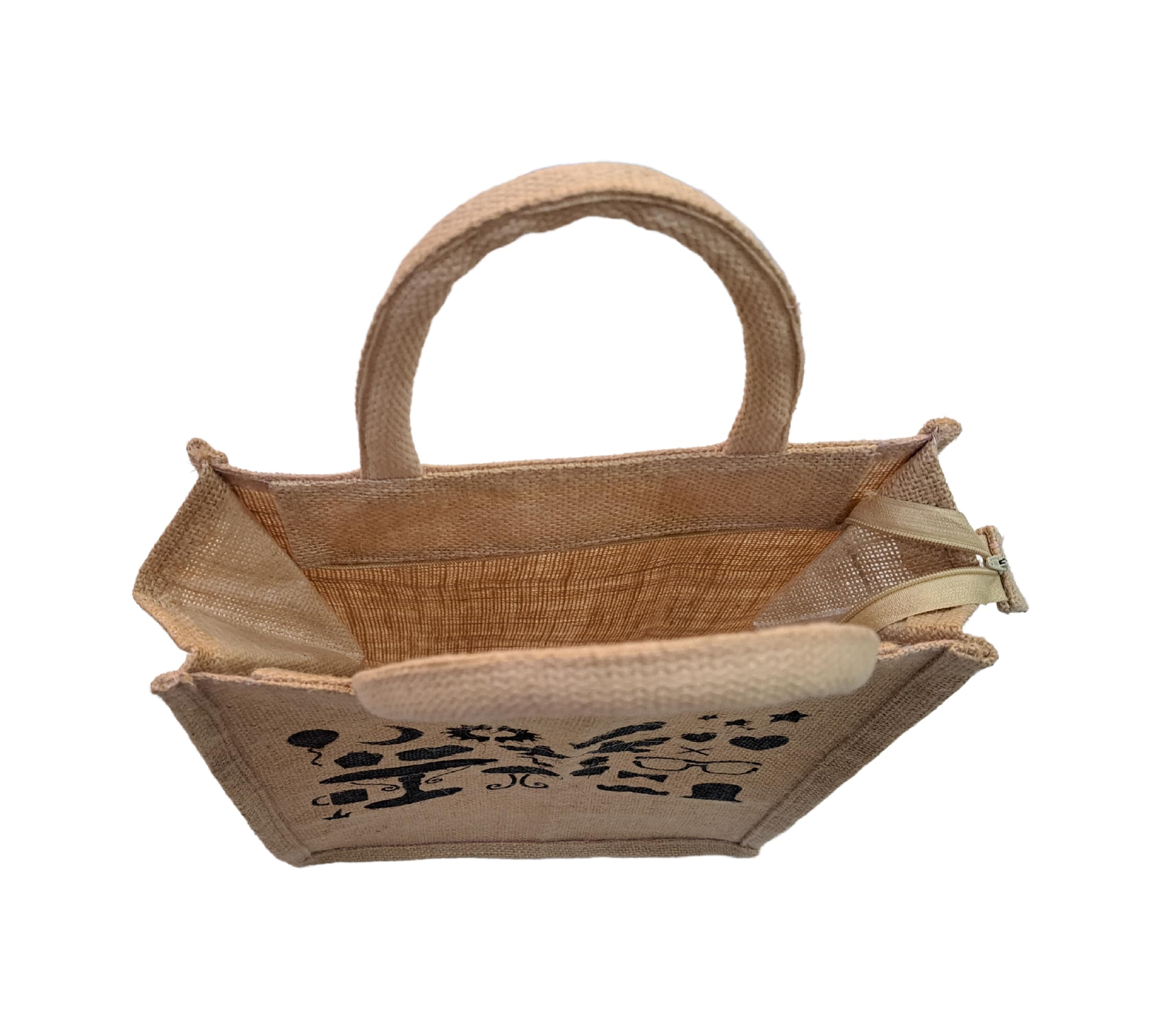 Eco-Friendly Jute Tote Bag with Zipper Closure - Durable Unisex Cotton Shopper for Lunch, Work, Groceries & Beach - Stylish Reusable Shopping Bag for Women & Men