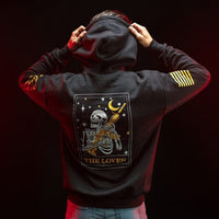 Lover Tarot Hoodie - Black Unisex Pullover Sweatshirt with Mystic Tarot Print | Perfect for Casual Wear, Street Fashion & Spiritual Enthusiasts