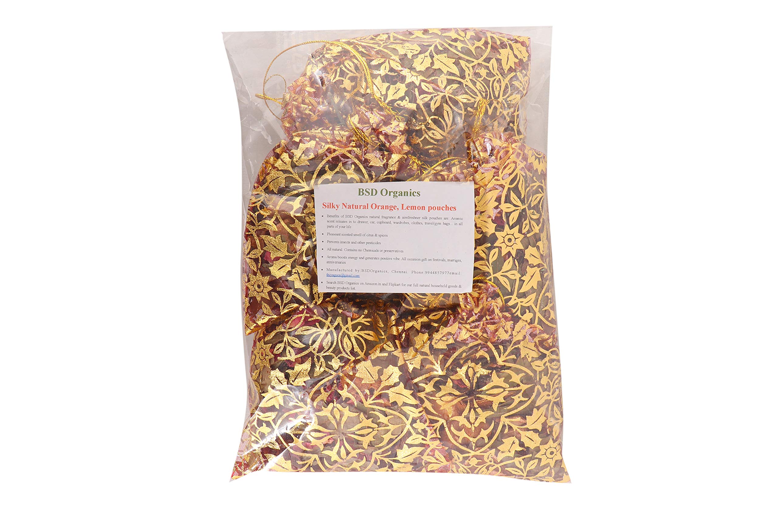 Bsd Organics Silky Natural Potpourri Sachet - Orange, Lemon, Flowers & Spices Fragrance | Home Decor, Gift, Closet Freshener | Aromatherapy & Room Decor