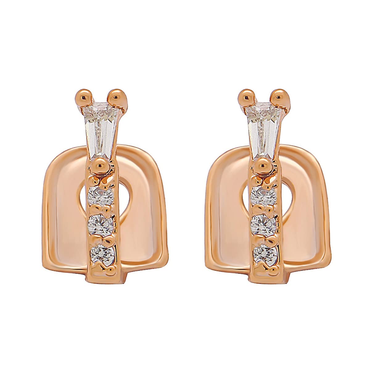 2Pcs 18K Gold Plated Hip Hop Teeth Grillz - Iced Out CZ Gap Grillz for Single Tooth Top or Bottom - Rose Gold Grillz Set for Men & Women - Perfect for Hip Hop Performances, Parties & Fashion Statements