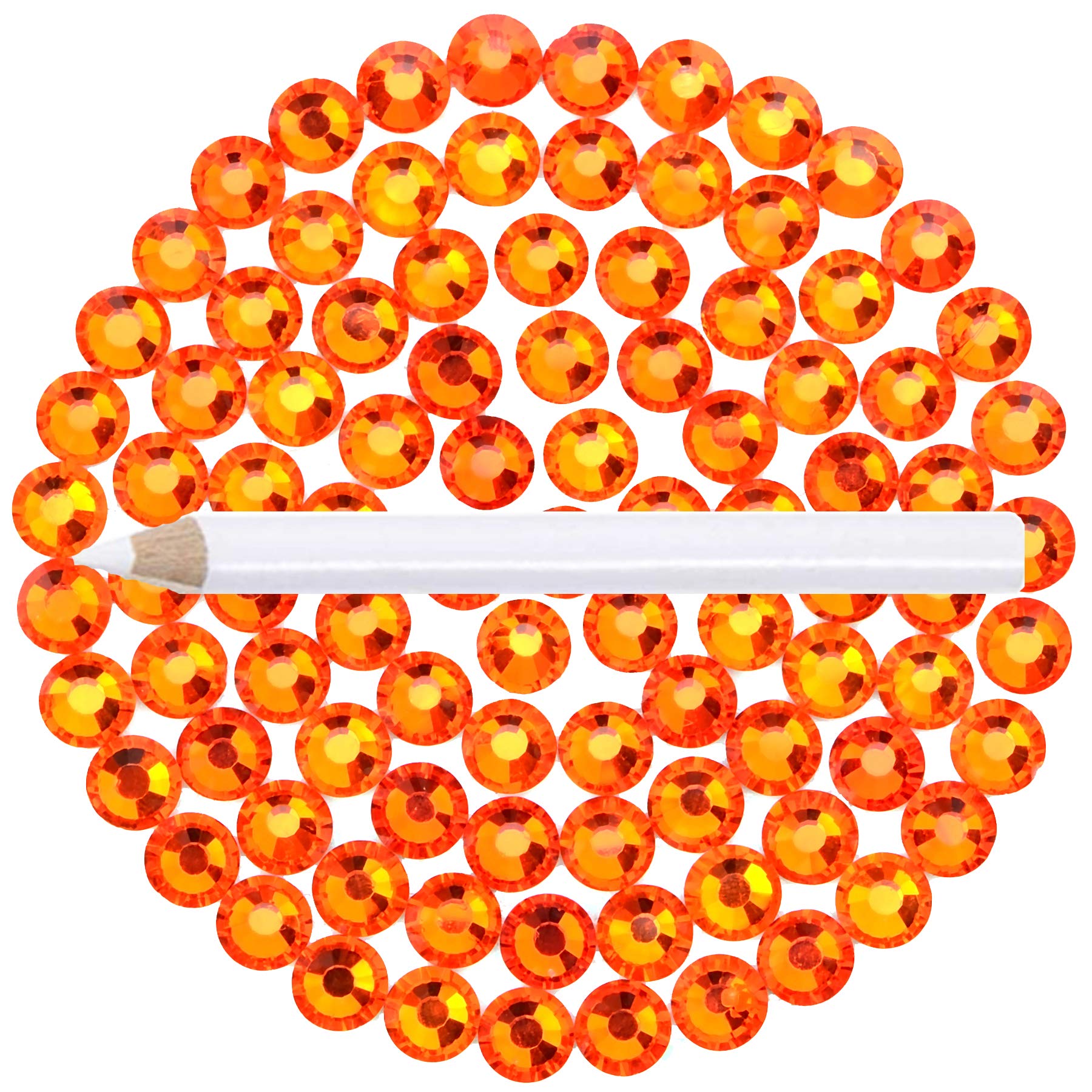 3000 Pcs FYGEM Hot Fix Iron Rhinestones for DIY Jewelry Making - SS10 Orange Rhinestones with Picking Pen - Perfect for Crafting, Bridal Accessories, and Costume Design