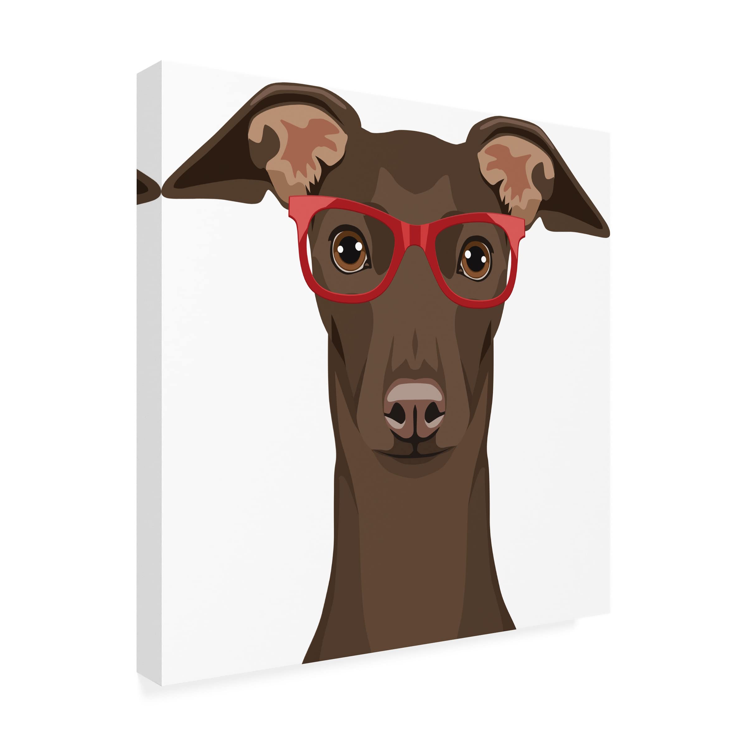 Trademark Fine Art 'Italian Greyhound Wearing Hipster Glasses' Canvas Print by Furbaby Affiliates - Modern Dog Lover Home Decor for Living Room, Bedroom & Office