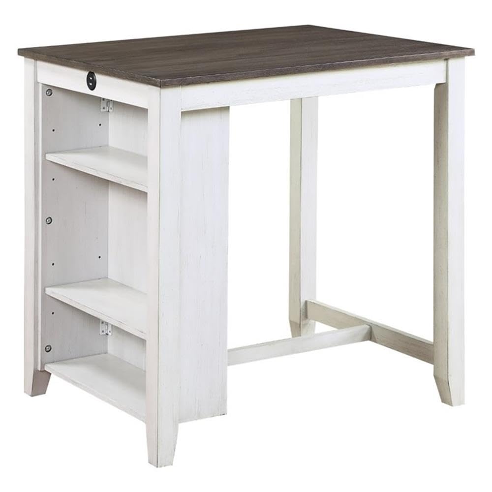 Lexicon Daye 3-Piece Wood Counter Height Dining Set - Gray & White Kitchen Table & Stools for Small Spaces, Breakfast Nook, or Apartment Dining