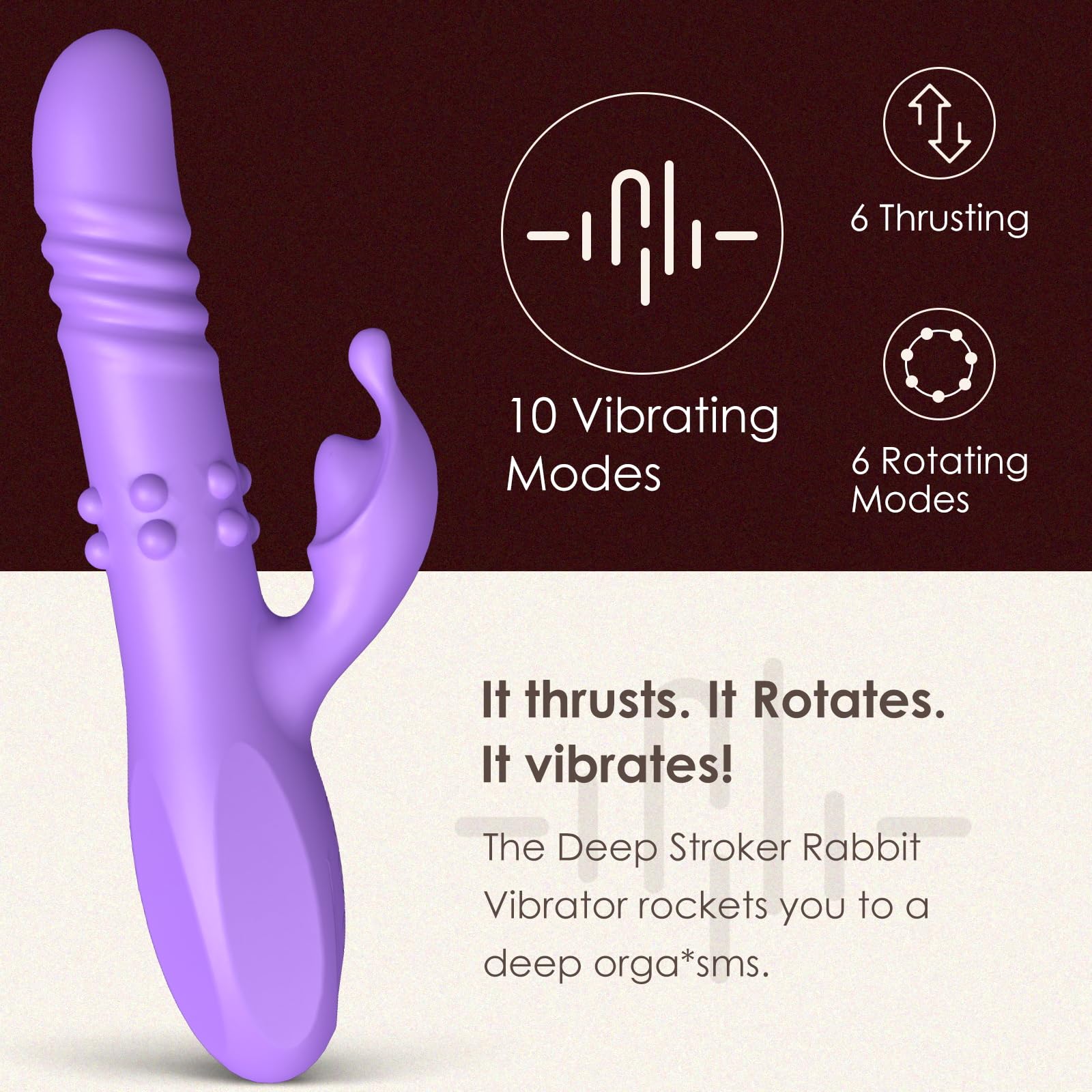Premium 4-in-1 Realistic Vibrator Sex Toy - 6 Thrusting & Rotating Modes, 10 Powerful Vibration Settings for G-Spot, Clitoral & Nipple Stimulation - Perfect for Couples Play & Solo Pleasure (Lavender)
