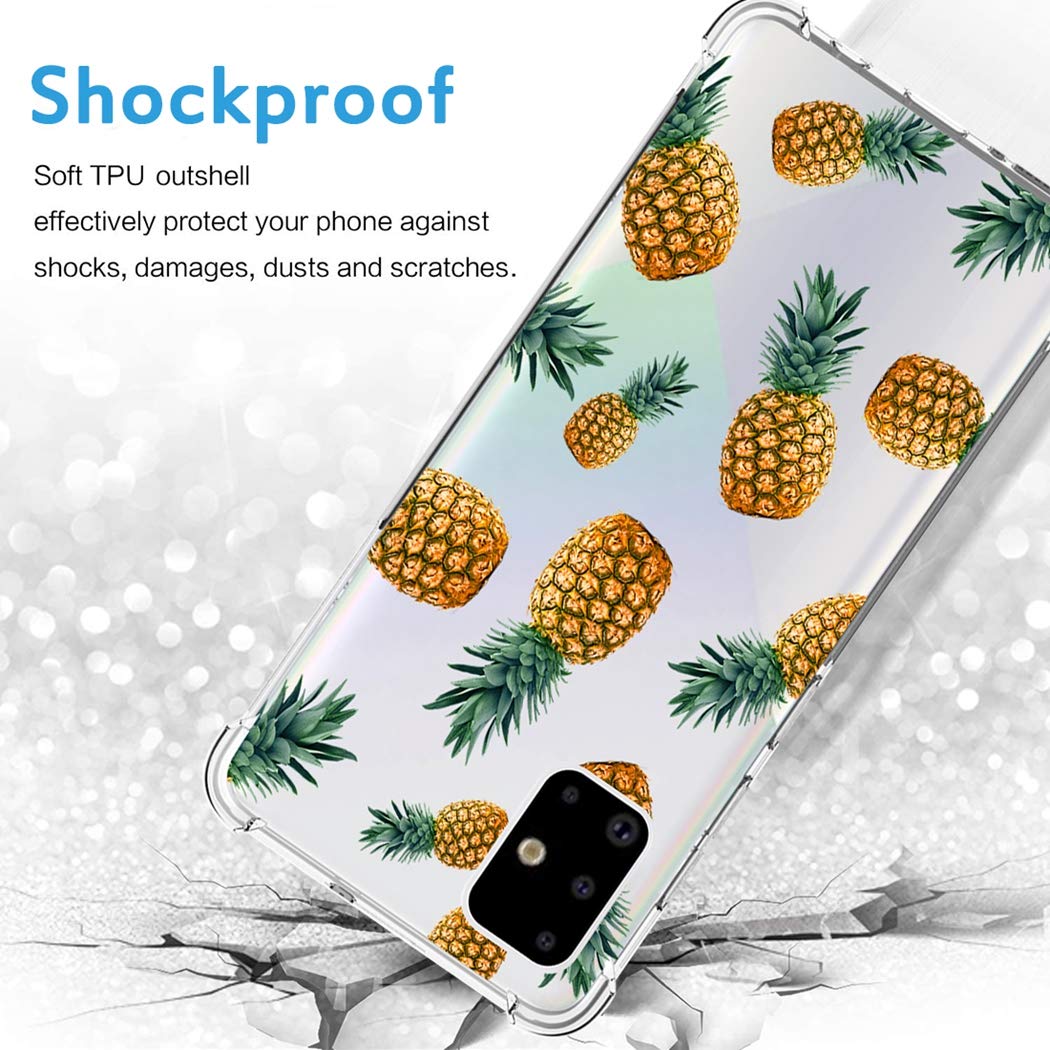 Samsung Galaxy A71 5G Phone Case for Women - Slim Shockproof Clear Pineapple Pattern TPU Protective Cover (Not Compatible with A71 4G) | Perfect for Everyday Use, Work, and Travel Protection