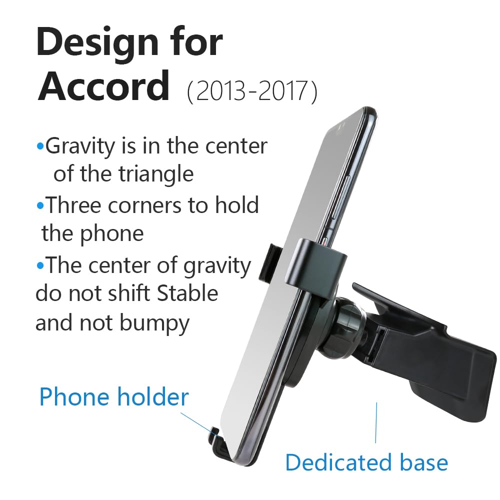 Premium Car Phone Holder Mount for Honda Accord 2013-2017 (9th & 9.5 Gen) - Universal Dashboard & Air Vent Cell Phone Stand - Perfect for GPS Navigation & Hands-Free Driving Accessories