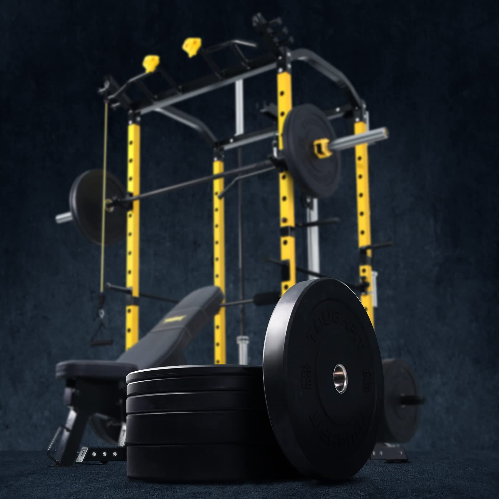Olympic Bumper Plates with Steel Insert - 2 Inch Rubber Weight Plates for Strength Training & CrossFit - Pure Black (Single, Pair, Set Options) - Perfect for Home Gym, Powerlifting & Functional Fitness Workouts